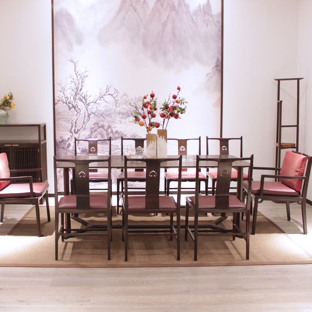所罗门大叶紫檀新中式家具餐厅组合